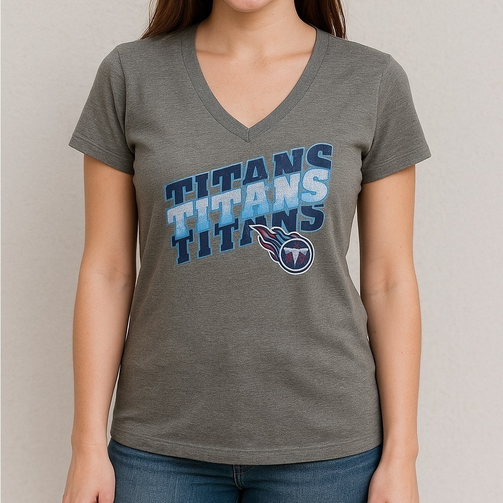 NFL Tennessee Titans Women’s Large Graphic Tee Grey Blue Football Shirt